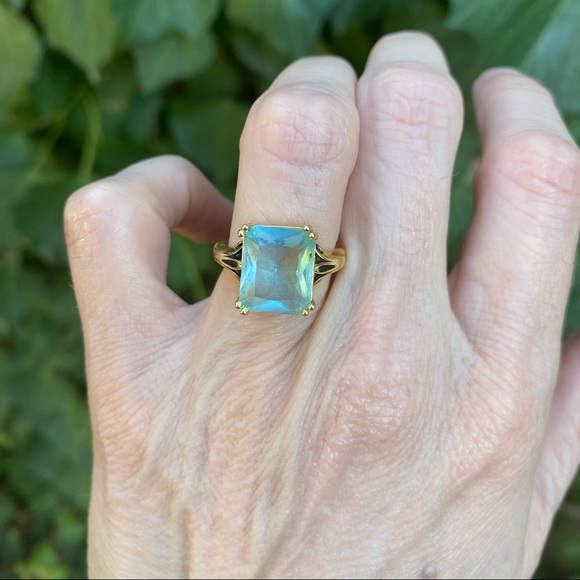Aquamarine and Gold Statement Ring - Picture 6 of 7